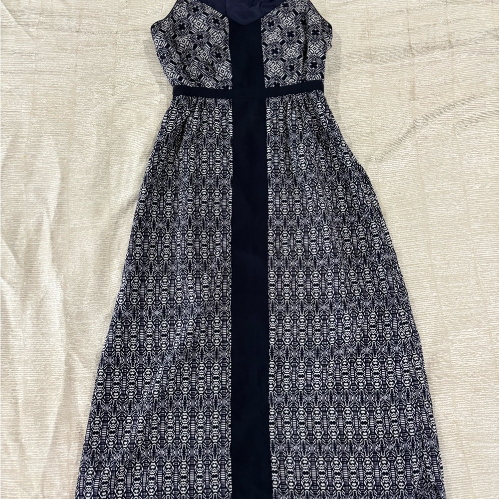 J. Crew Black and White Patterned Maxi Dress